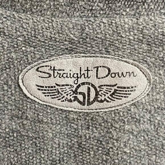 90s Vintage Straight Down L USA pullover sweater preppy gray embroidered - Picture 10 of 10